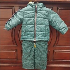 Green Puffer Jacket and Pants Set